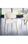 Set de 2 chaises de repas RICHARD design en velours blanc et pieds dorés