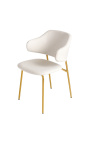 Set de 2 chaises de repas RICHARD design en velours blanc et pieds dorés