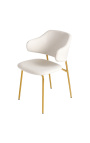 Set de 2 scaune de design Richard din catifea albă şi picioare de aur