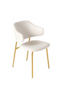 Set de 2 chaises de repas RICHARD design en velours blanc et pieds dorés