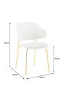 Set van 2 Richard designer eetstoelen in wit fluweel en gouden benen