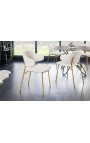 Set van 2 Richard designer eetstoelen in wit fluweel en gouden benen