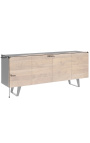 Buffet di acacia a 4 porte NATURA con gambe in metallo nero - 180 cm