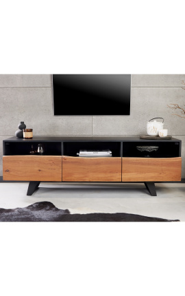 TV-skabet i akacia NATURA med sort metal - 140 cm