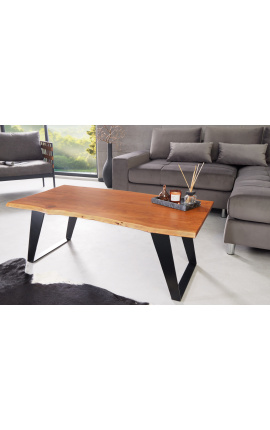 NATURA τραπέζι καφέ με μαύρη μεταλλική βάση - 115 cm