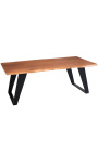 Table basse en acacia NATURA avec piètement en métal noir - 115 cm