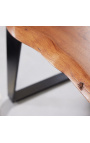 Table basse en acacia NATURA avec piètement en métal noir - 115 cm