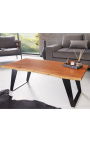 Table basse en acacia NATURA avec piètement en métal noir - 115 cm