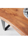 NATURA acacia dining table with black metal base - 175 cm