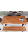 NATURA acacia étkezőasztal fekete fémbázissal - 175 cm