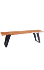 Banc en acacia NATURA avec piètement en métal noir - 155 cm