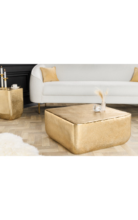 MALO square coffee table in aluminium and gold metal hammered - 70 cm