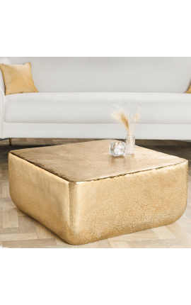 MALO kvadratinis kavos stalas iš aliuminio ir aukso metalo - 70 cm