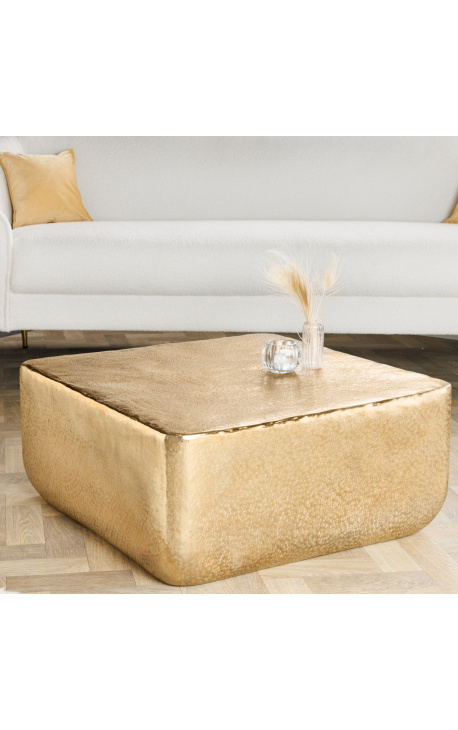 MALO kwadratowy stolik kawowy w aluminium i złocie - 70 cm