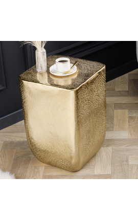 Square back table MALO in hammered aluminium and gold metal - 31 cm