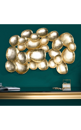 Large abstract wall decoration in gold metal 100 cm