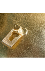 Mirall amb formes abstractes en metall daurat 70 cm