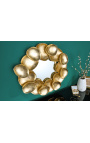 Mirror with abstract shapes in gold metal 70 cm