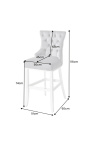 Modern baroque bar chair, diamond backrest, gray and chrome steel