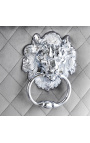 Moderne barok barstoel, diamant rugleuning, grijs en chroomstaal