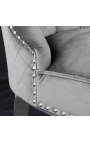 Cadeira de bar barroca moderna, encosto diamante, cinza e aço cromado