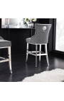 Modern baroque bar chair, diamond backrest, gray and chrome steel