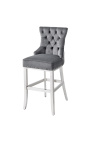 Modern baroque bar chair, diamond backrest, gray and chrome steel