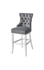 Moderna barokna barska stolica, dijamantni naslon, sivi i kromirani čelik