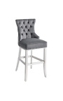 Барный стул в стиле модерн, ромбовидная спинка, серая и хромированная сталь