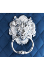 Scaun de bar modern baroc, spătar de diamante, albastru bleumarin și oțel crom - 4