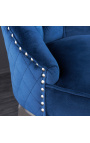 Scaun de bar modern baroc, spătar de diamante, albastru bleumarin și oțel crom - 5