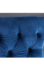 Chaise de bar baroque moderne, dossier à losanges, bleu marine et acier chromé