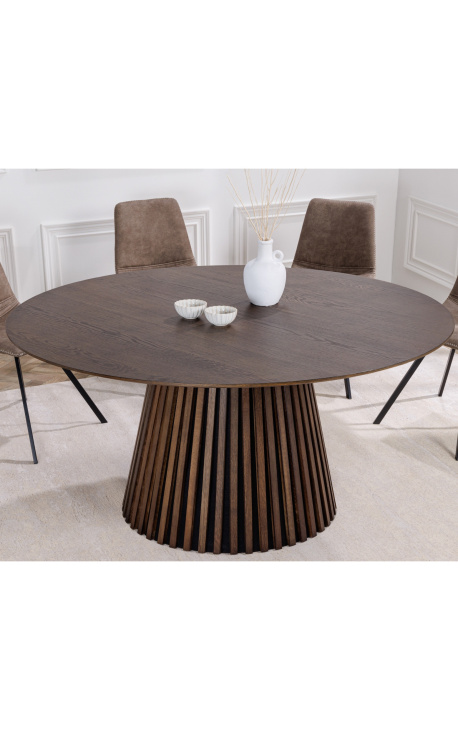 Table de repas ronde PARMA 120 cm chêne foncé