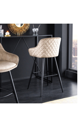 Set of 2 bar chairs &quot;Euphoric&quot; velvet design grège