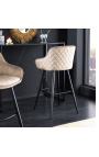 Set of 2 bar chairs "Euphoric" velvet design grège