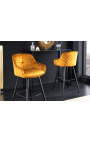 Set de 2 cadires de bar "Euphoric" disseny en vellut groc mostassa