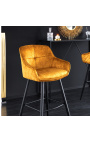 Ensemble de 2 chaises de bar "Euphoric" design en velours jaune moutarde