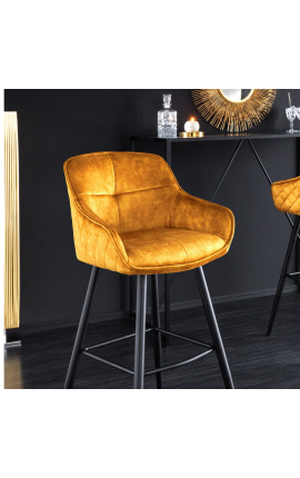 Набор из 2 барных стульев "Euphoric" дизайн в горчичный желтый бархат