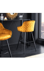 Conjunto de 2 sillas de bar "Estoy eufórica" diseño en terciopelo amarillo mostaza