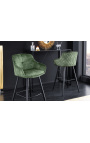 Ensemble de 2 chaises de bar "Euphoric" design en velours vert foncé