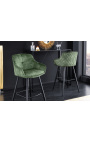 Set de 2 scaune de bar "Euforică" design în catifea verde închisă