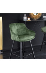 Ensemble de 2 chaises de bar "Euphoric" design en velours vert foncé