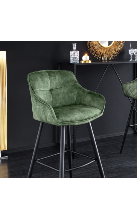 Conjunto de 2 cadeiras de bar "Euforia" design em veludo verde escuro