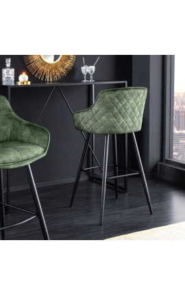 Набор из 2 барных стульев &quot;Euphoric&quot; дизайн в темно-зеленый бархат