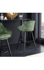 Ensemble de 2 chaises de bar "Euphoric" design en velours vert foncé