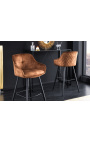 Set of 2 bar chairs "Euphoric" caramel velvet design