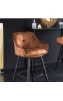 Ensemble de 2 chaises de bar "Euphoric" design en velours caramel