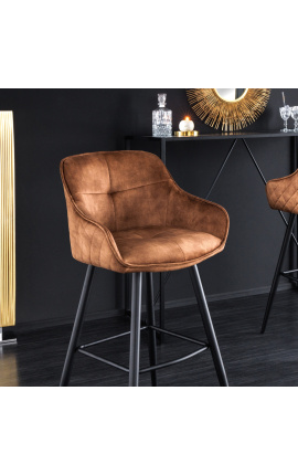 Set of 2 bar chairs "Euphoric" caramel velvet design