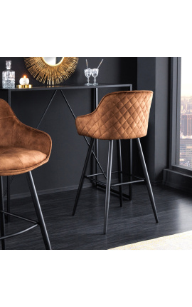 Ensemble de 2 chaises de bar &quot;Euphoric&quot; design en velours caramel