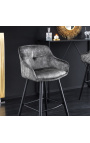 Set of 2 bar chairs "Euphoric" grey velvet design